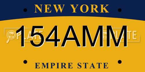 154AMM New York License Plate