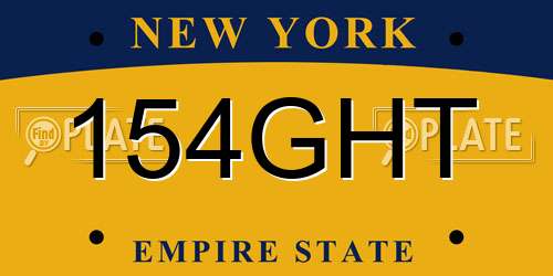 154GHT New York License Plate
