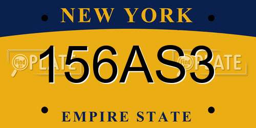 156AS3 New York License Plate