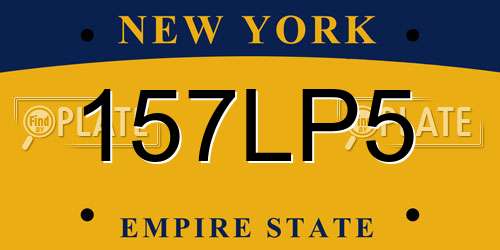 157LP5 New York License Plate
