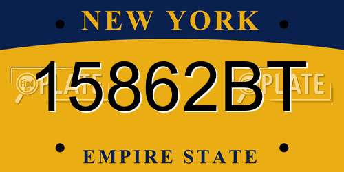 15862BT New York License Plate