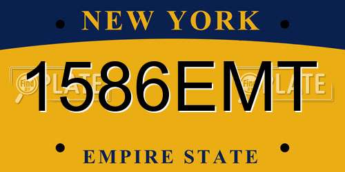 1586EMT New York License Plate
