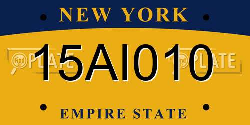 15AI010 New York License Plate