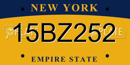15BZ252 New York License Plate
