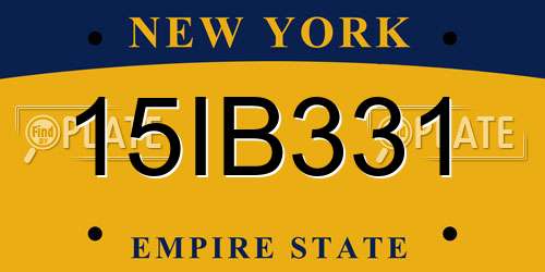 15IB331 New York License Plate