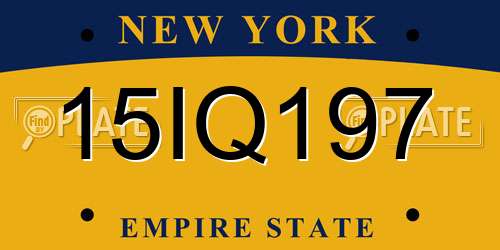 15IQ197 New York License Plate