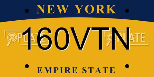 160VTN New York License Plate