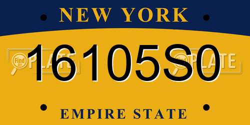 16105S0 New York License Plate