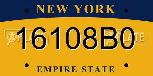 16108B0 New York License Plate