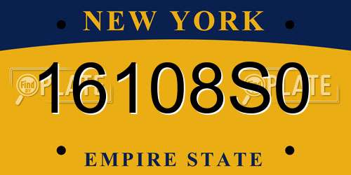 16108S0 New York License Plate