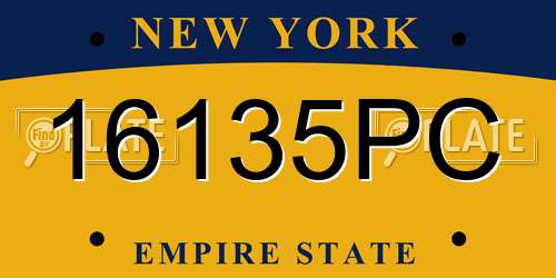 16135PC New York License Plate