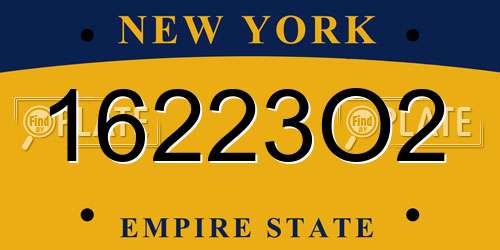 16223O2 New York License Plate