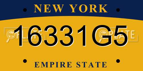 16331G5 New York License Plate
