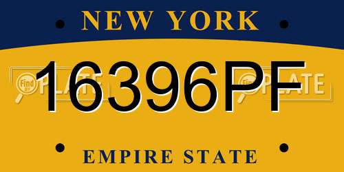16396PF New York License Plate