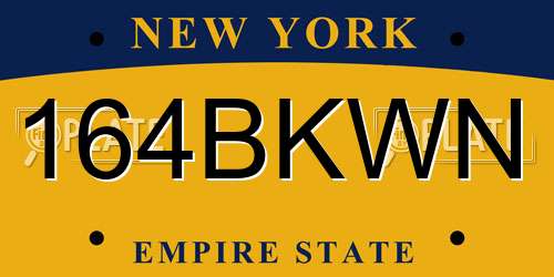 164BKWN New York License Plate