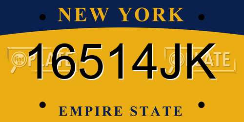 16514JK New York License Plate