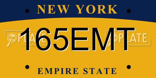 165EMT New York License Plate