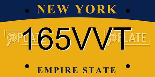 165VVT New York License Plate