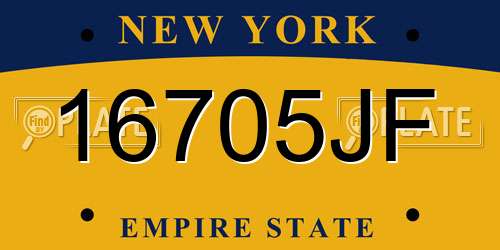 16705JF New York License Plate