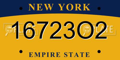 16723O2 New York License Plate