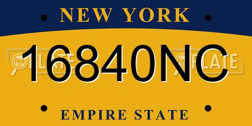 16840NC New York License Plate