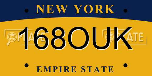 168OUK New York License Plate