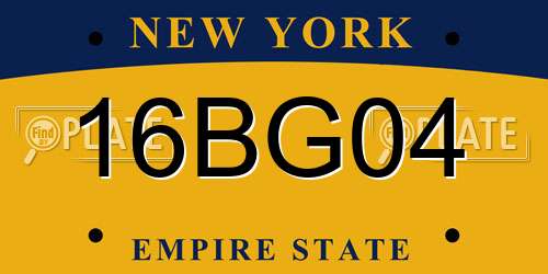 16BG04 New York License Plate
