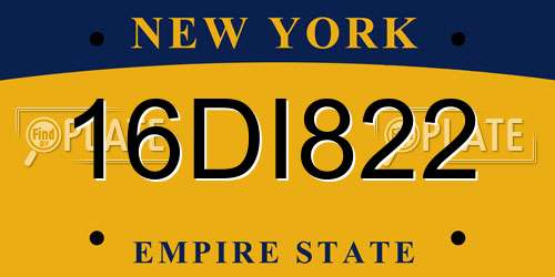 16DI822 New York License Plate
