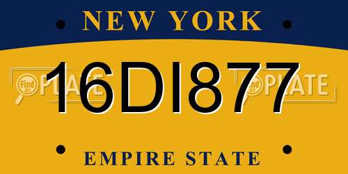 16DI877 New York License Plate