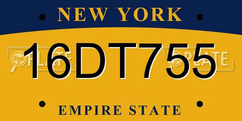 16DT755 New York License Plate