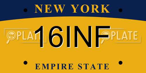 16INF New York License Plate