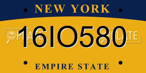 16IO580 New York License Plate