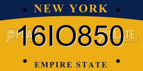 16IO850 New York License Plate