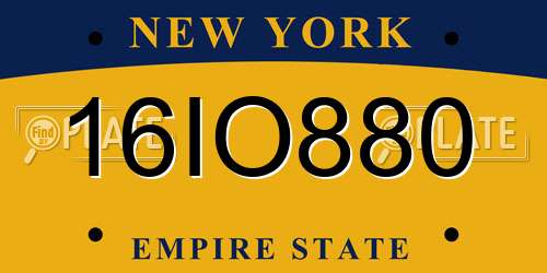 16IO880 New York License Plate