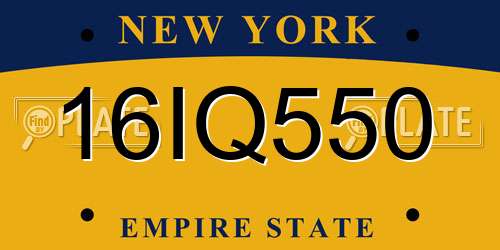 16IQ550 New York License Plate