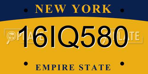 16IQ580 New York License Plate