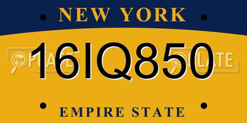 16IQ850 New York License Plate