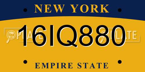 16IQ880 New York License Plate