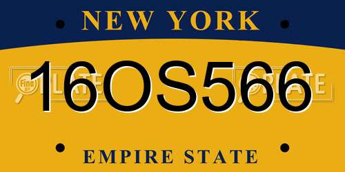 16OS566 New York License Plate