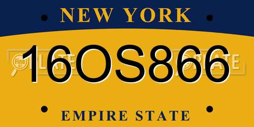16OS866 New York License Plate