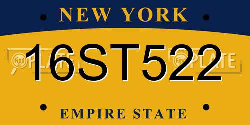 16ST522 New York License Plate