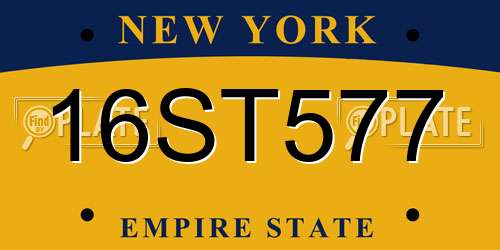 16ST577 New York License Plate