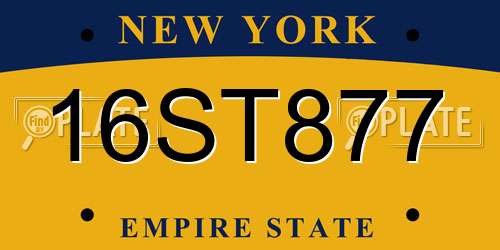 16ST877 New York License Plate