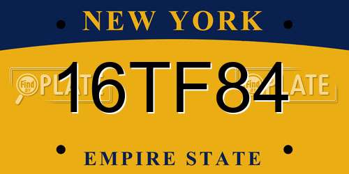16TF84 New York License Plate