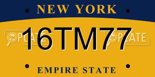 16TM77 New York License Plate