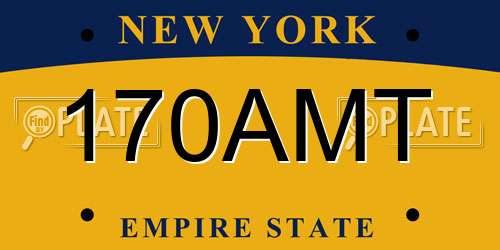 170AMT New York License Plate