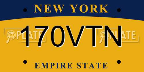 170VTN New York License Plate
