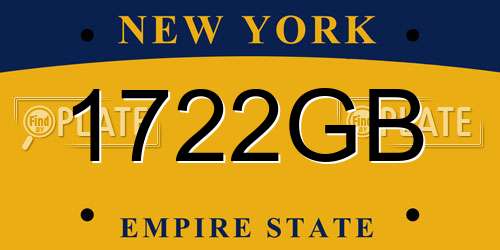 1722GB New York License Plate