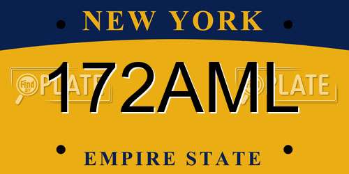 172AML New York License Plate