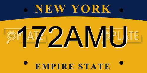 172AMU New York License Plate